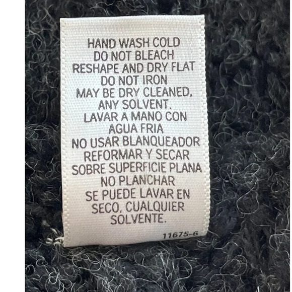 MIXIT Womens Dark Gray Pancho Hooded Wool Blended  Fringe Hem - Picture 10 of 10